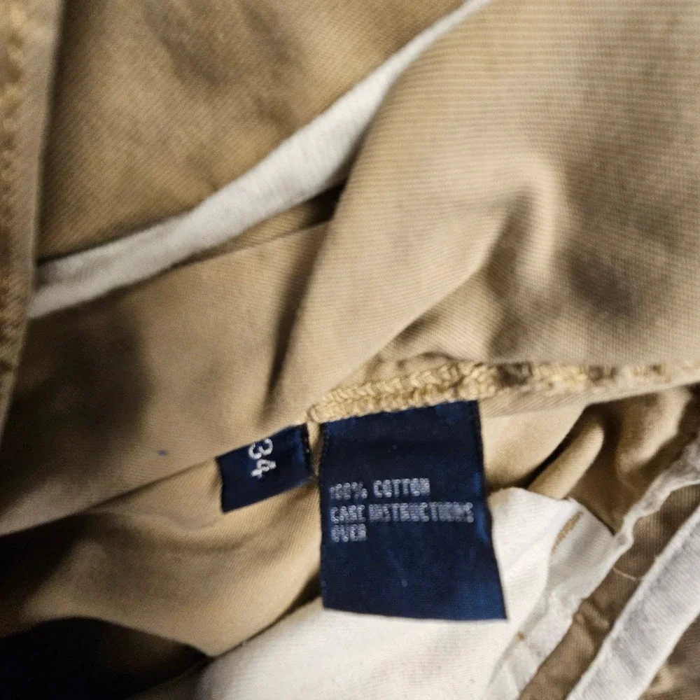 Polo Ralph Lauren Mens Khaki Tan Chino Shorts Size 34 Cotton Flat Front Classic